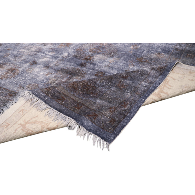 Hand-Knotted Blue Wool Area Rug 11'11" x 12'4"