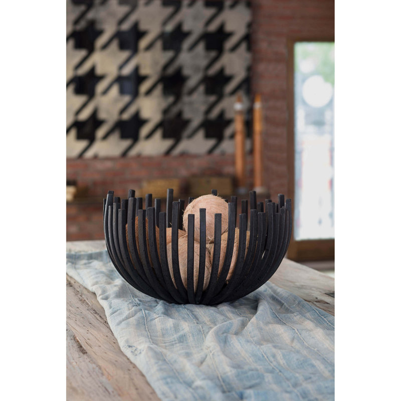 Handcrafted Blackened Iron Webbed Bowl Circle