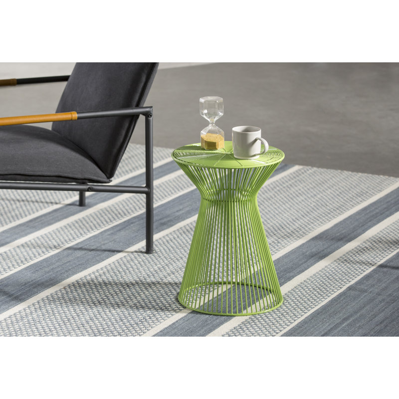Lime Green Metal Round Pedestal End Table