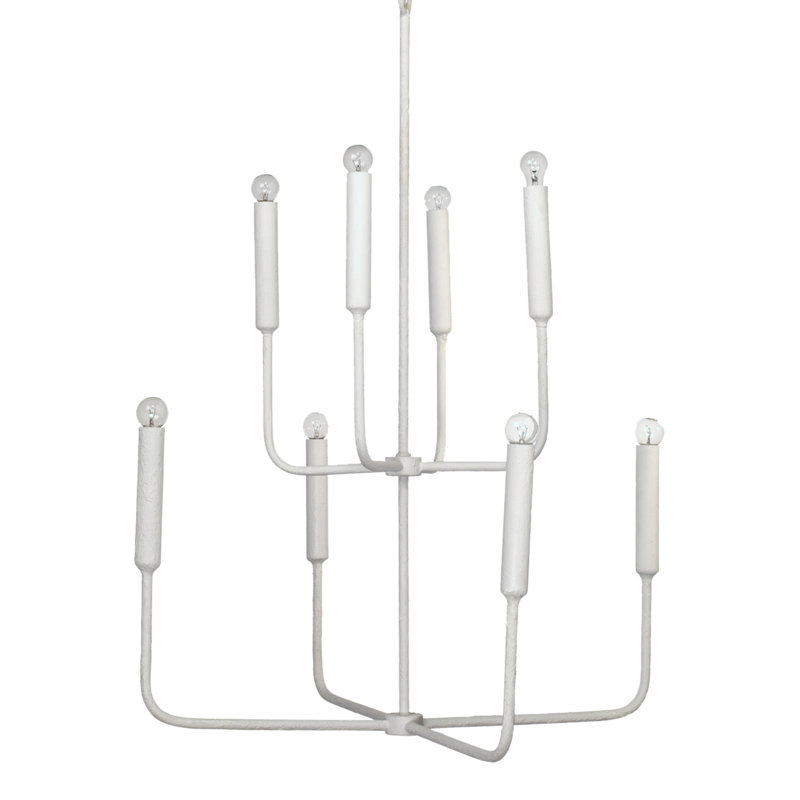Parisian White Gesso 8-Light Modern Tiered Chandelier