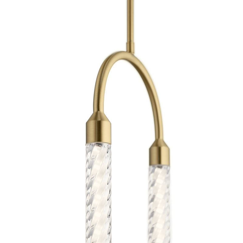 Elegant Champagne Gold LED Mini Pendant with Clear Twisted Glass