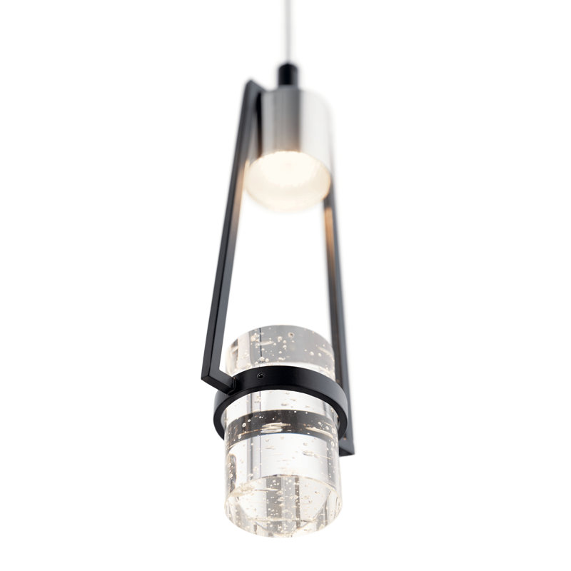 Ayse Matte Black LED Mini Globe Pendant with Clear Bubble Crystal