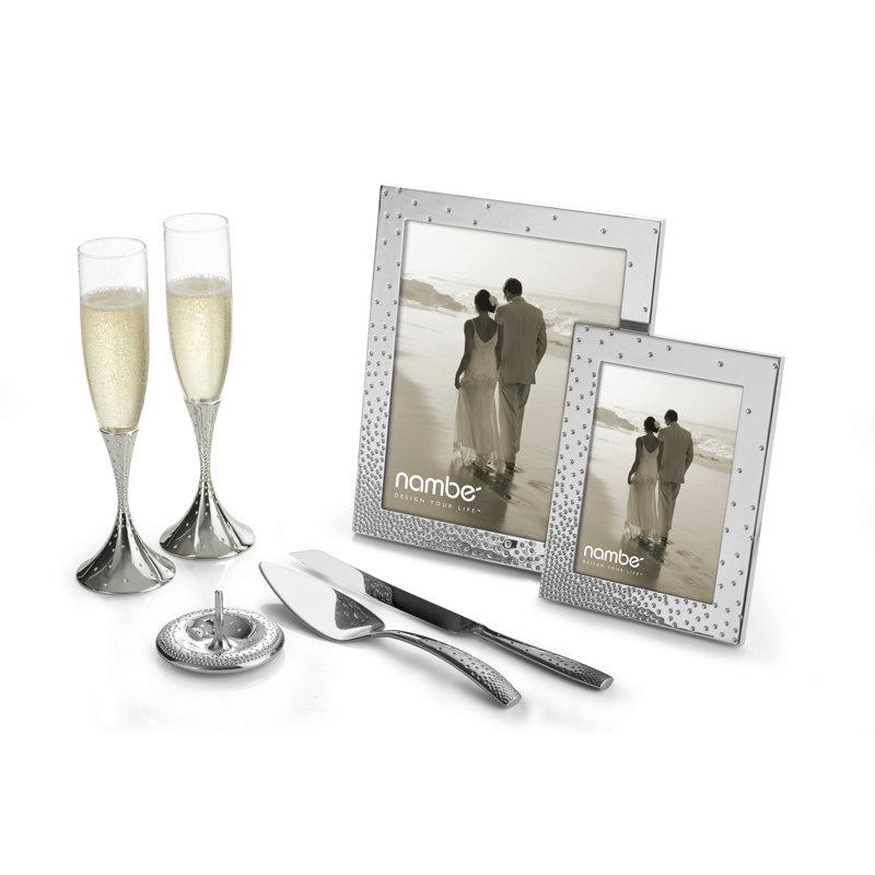 Nambe Dazzle Cake & Knife Server Set