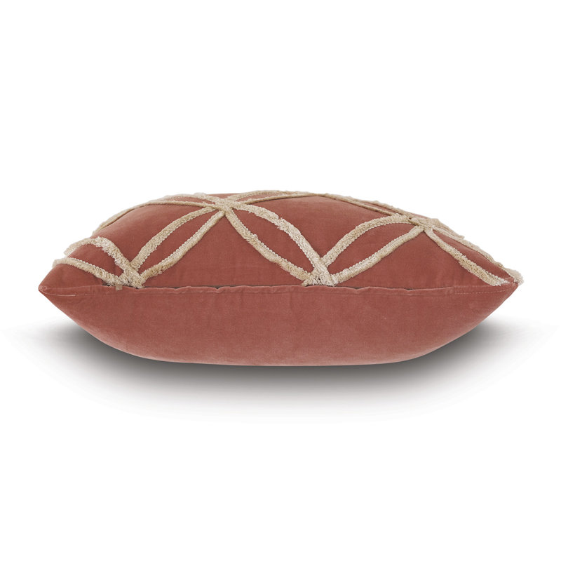 Blush and Cream Cotton Embroidered Square Throw Pillow