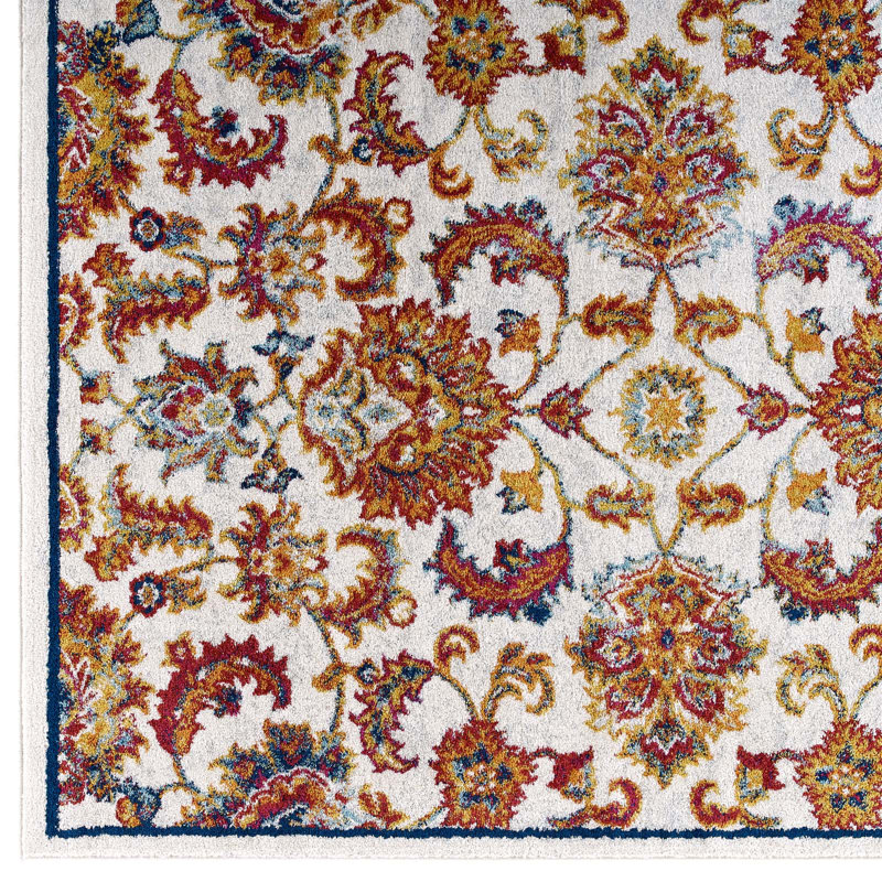 Ivory Floral Synthetic 8' x 10' Area Rug