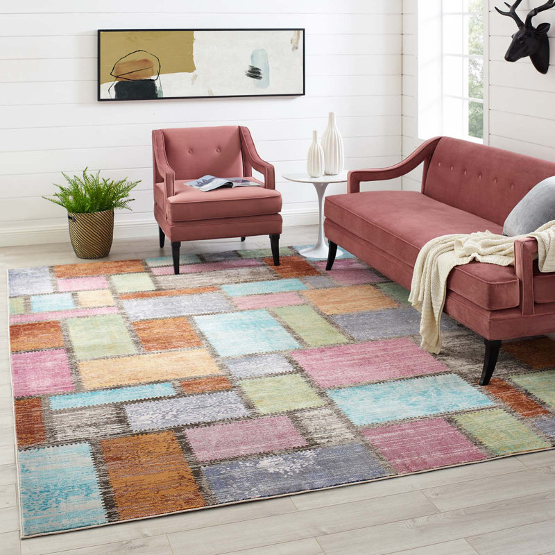 Nyssa Modern Abstract Geometric 4' x 6' Multicolor Area Rug