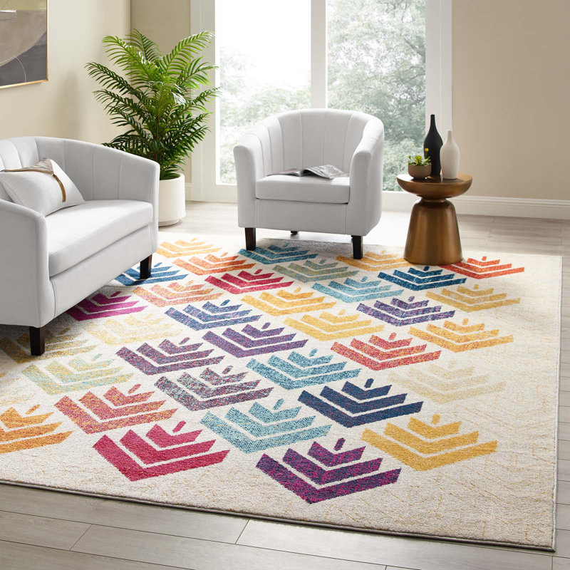 Florin Multicolor Abstract Floral Non-Slip Area Rug 5x8
