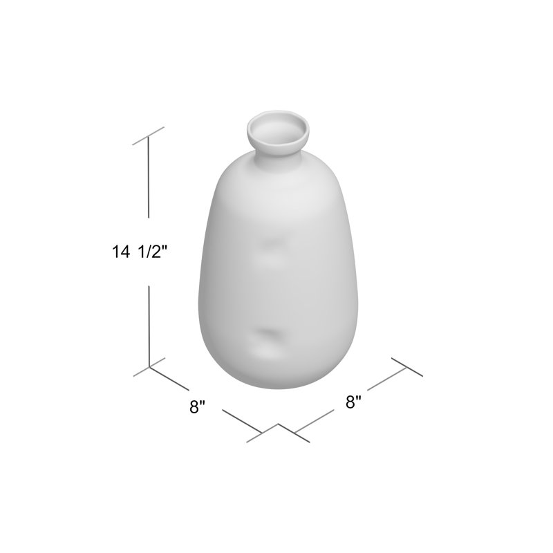 Matte White 14'' Ceramic Dimple Table Vase