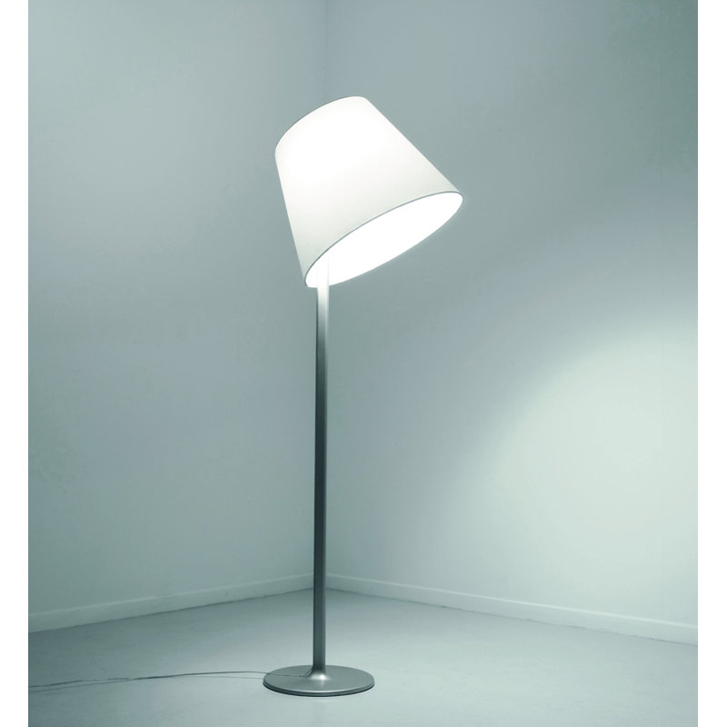 Adjustable Grey Satin Silk Floor Lamp with Aluminum Base