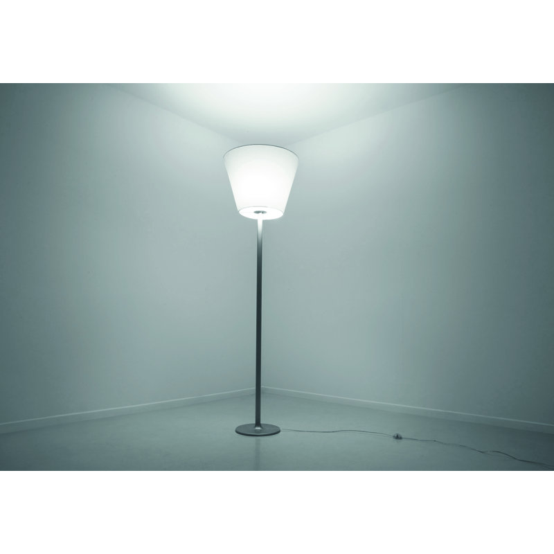 Adjustable Grey Satin Silk Floor Lamp with Aluminum Base