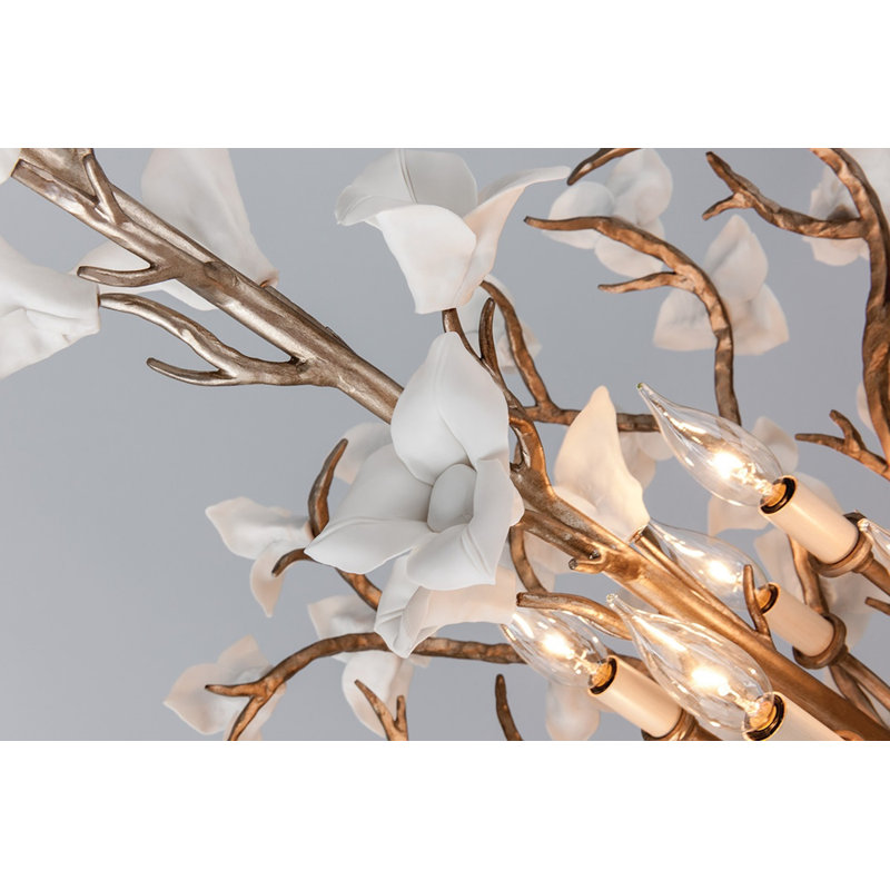 Rustic Silver Lily 6-Light Hand-Crafted Iron Chandelier