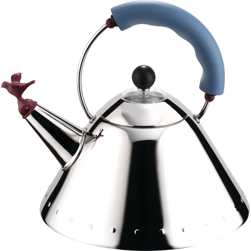 Light Blue Stainless Steel Whistling Kettle with Bird Whistle