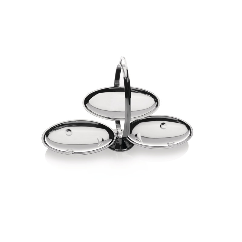 Anna Gong Silver Three-Tier Folding Cake Stand