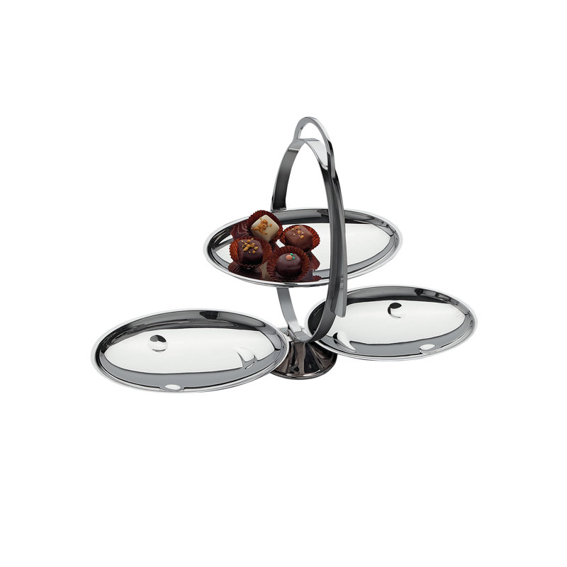 Anna Gong Silver Three-Tier Folding Cake Stand
