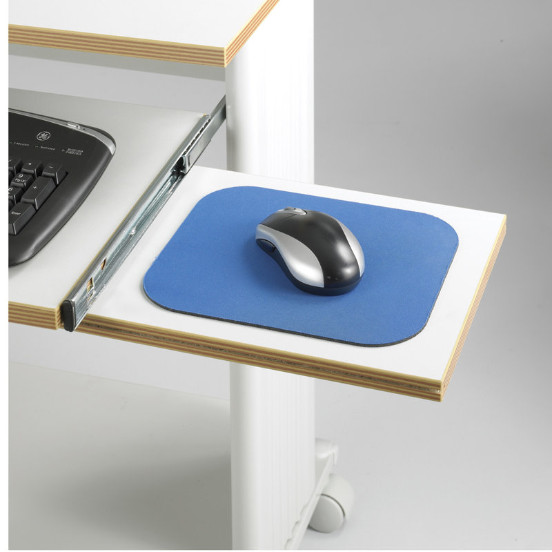 Gray Powder-Coated Steel Standing Desk with Keyboard Tray