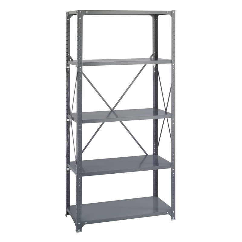 Rugged 75" x 36" Dark Gray 5-Tier Steel Garage Shelving Unit