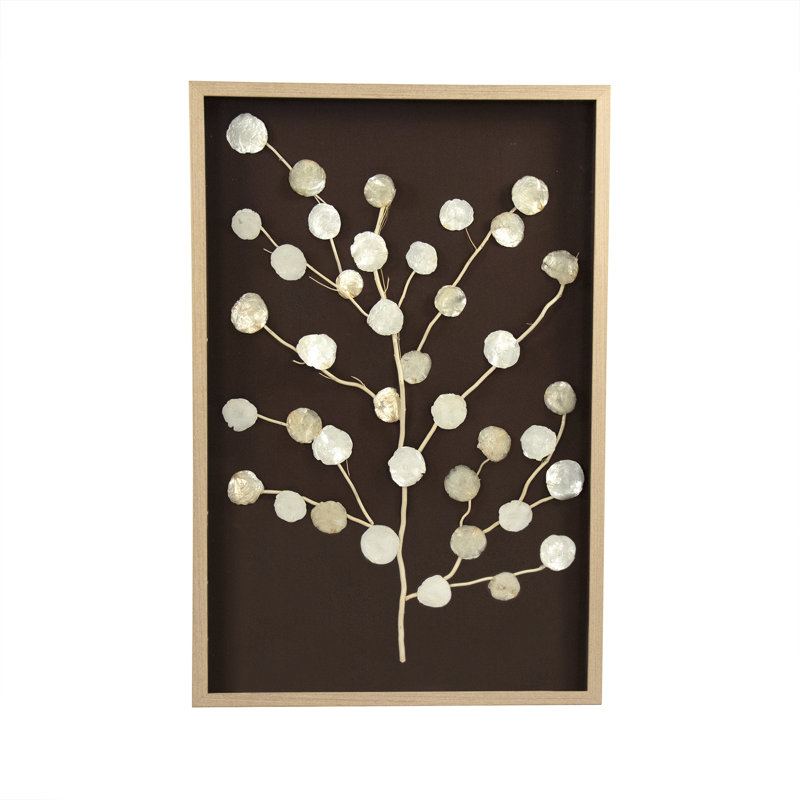 Ivory and Tan Abstract Mother of Pearl Tree Wall Art
