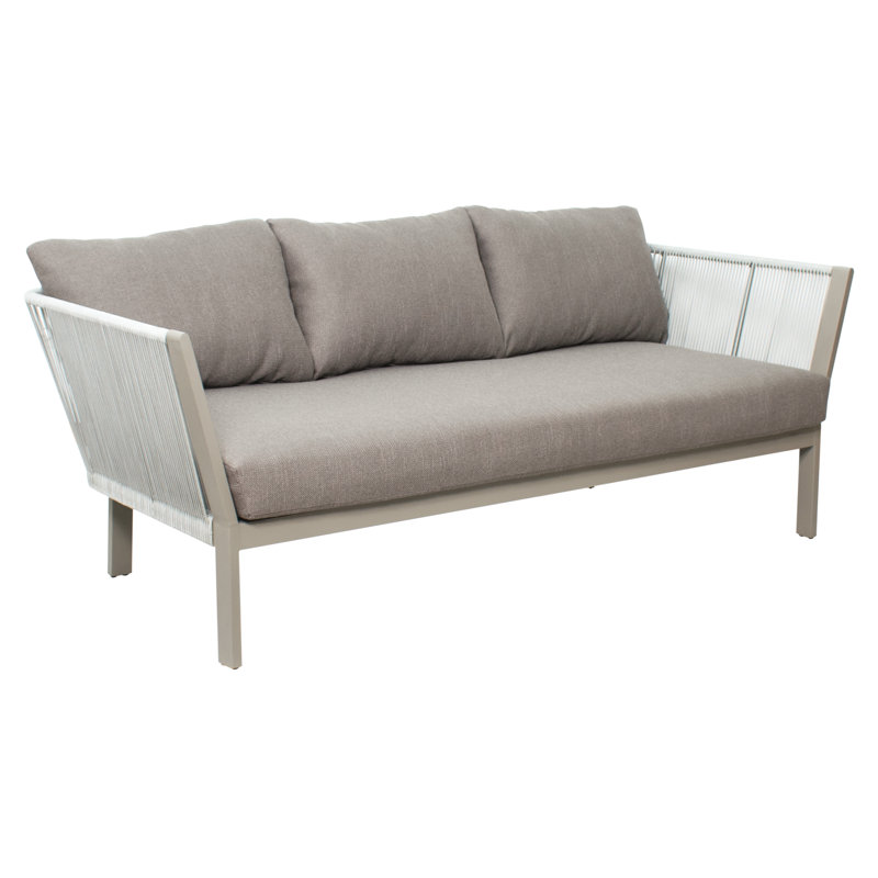 Light Gray Aluminum and Rope 3-Seat Outdoor Sofa