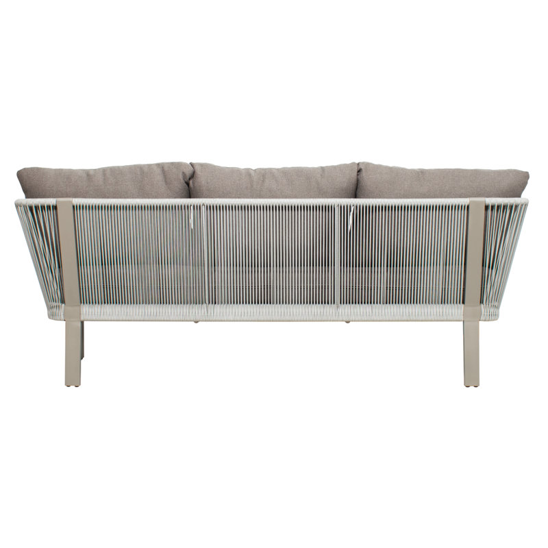 Light Gray Aluminum and Rope 3-Seat Outdoor Sofa