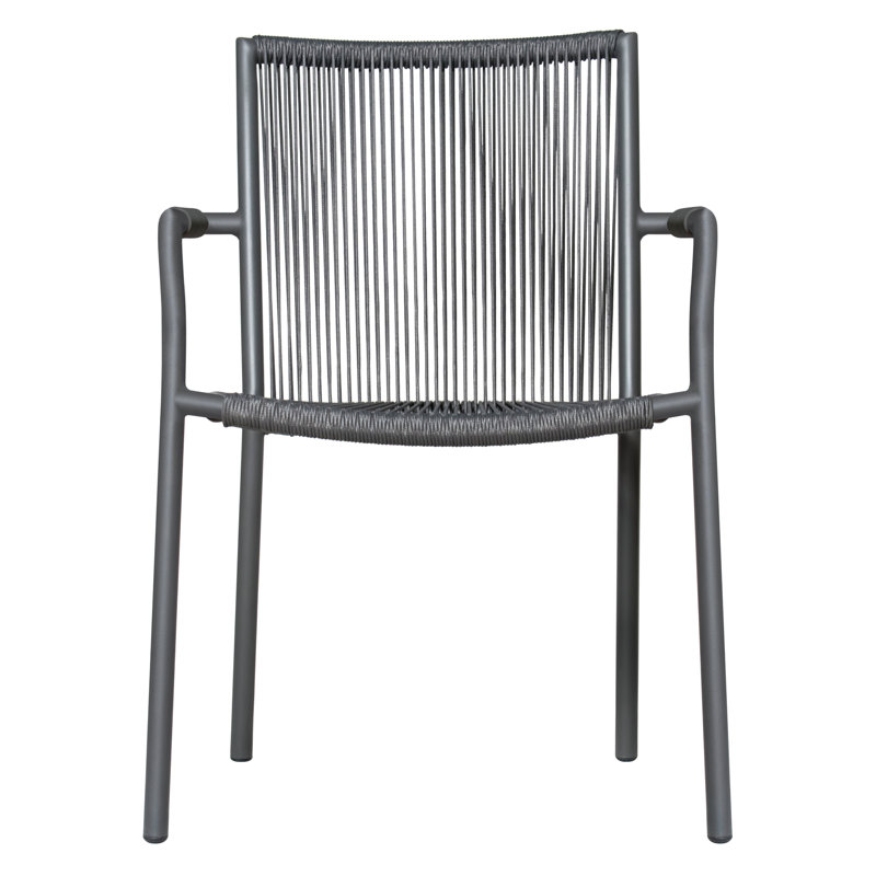 Archipelago Dark Gray Pebble Weave Outdoor Dining Armchair