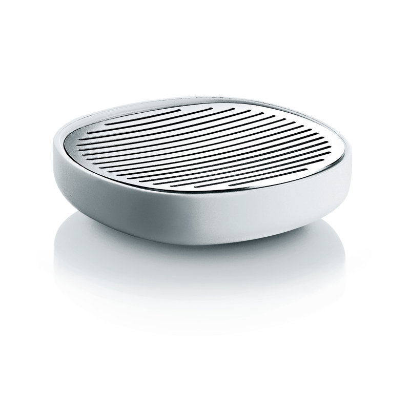 White and Stainless Steel Modern Soap Dish