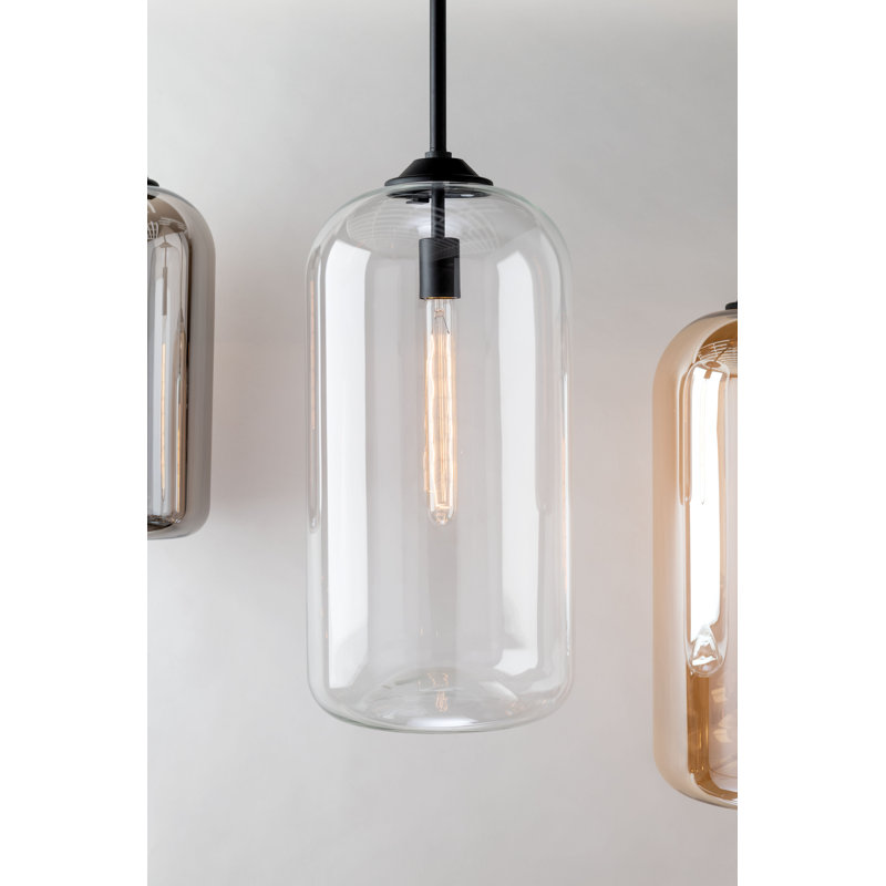 Clear Glass and Black Nickel Contemporary Pendant Light