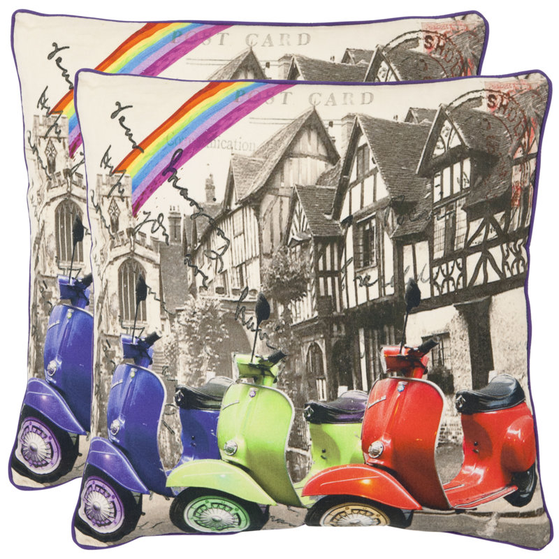 Multicolor Embroidered Cotton Square Throw Pillow Set