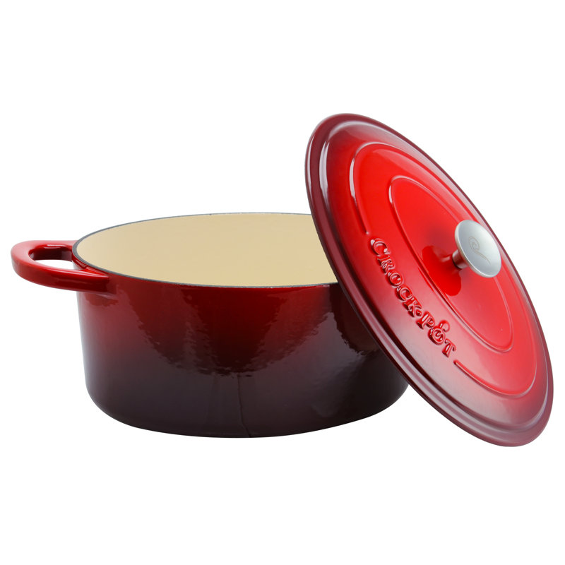 Scarlet Red 7 qt Enameled Cast Iron Oval Dutch Oven with Lid
