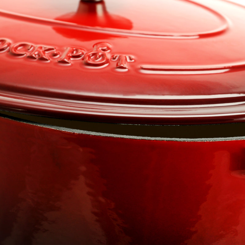 Scarlet Red 7 qt Enameled Cast Iron Oval Dutch Oven with Lid