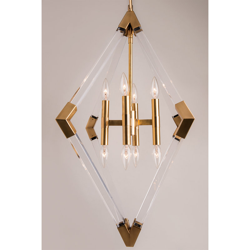 Lyons Aged Brass 8-Light LED Chandelier with Diamond Accents