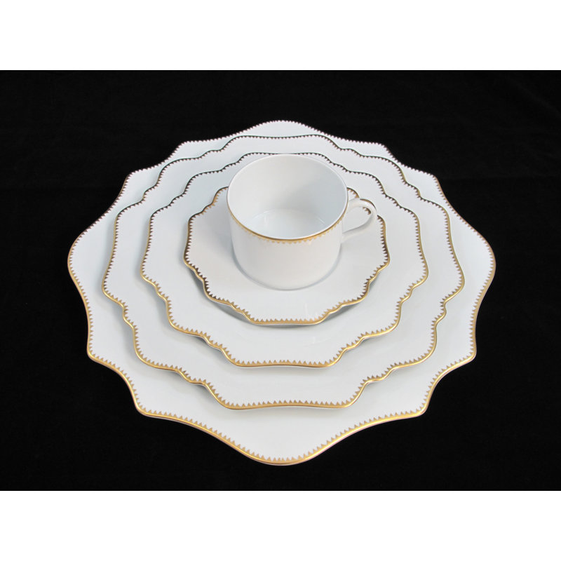 Simply Anna White and Gold Porcelain Bread Plate