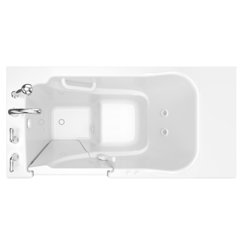 White Fiberglass Walk-In Whirlpool Bathtub with Chrome Faucet