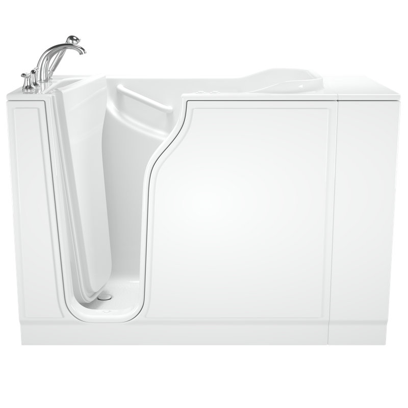 White Fiberglass Walk-In Whirlpool Bathtub with Chrome Faucet