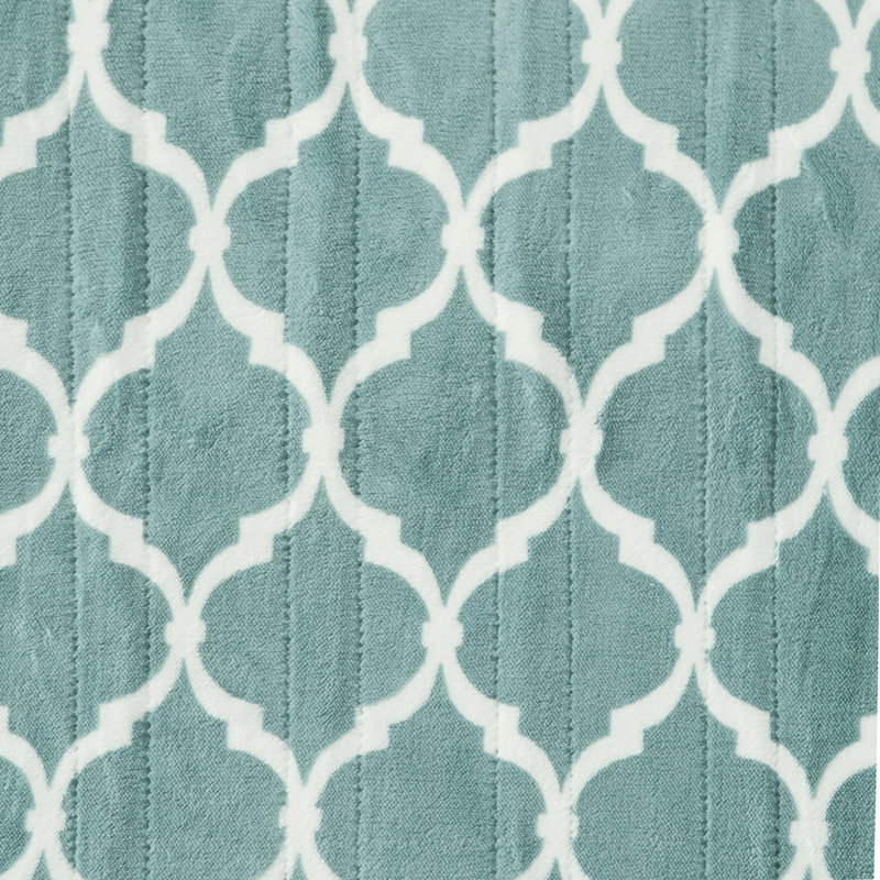 Aqua Geometric Oversized Electric Heated Throw Blanket