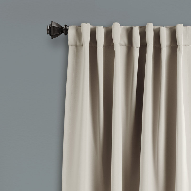 Wheat Polyester Blackout Back Tab Rod Pocket Curtains