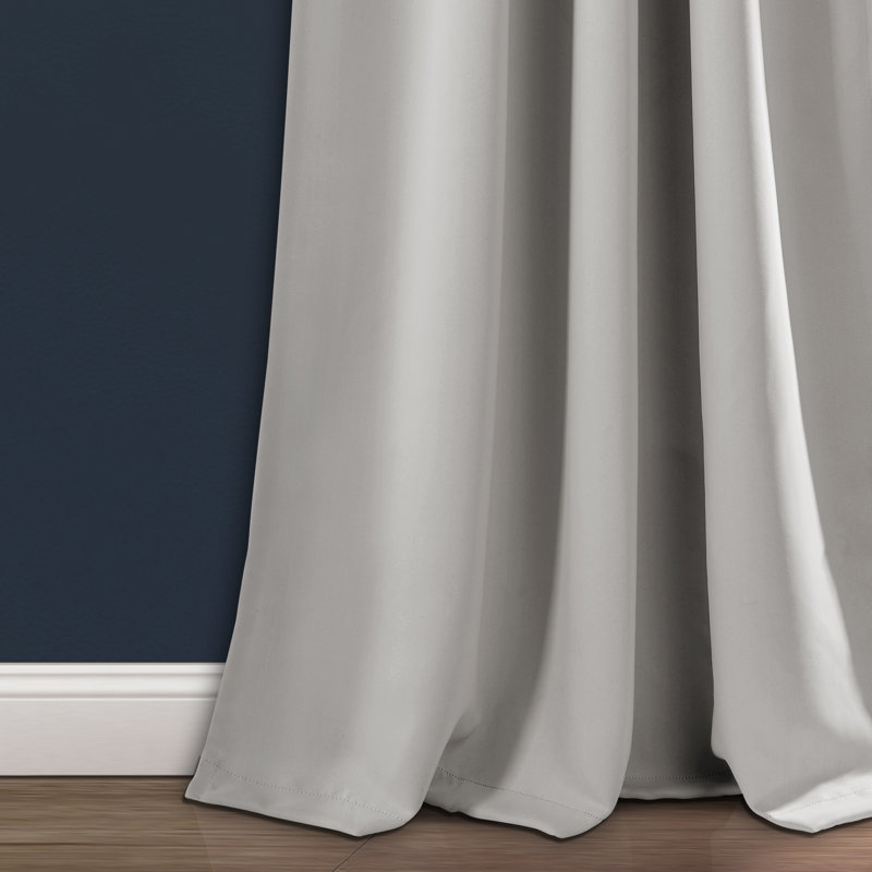 Light Gray Blackout Polyester Window Curtain Panels, 84" Length