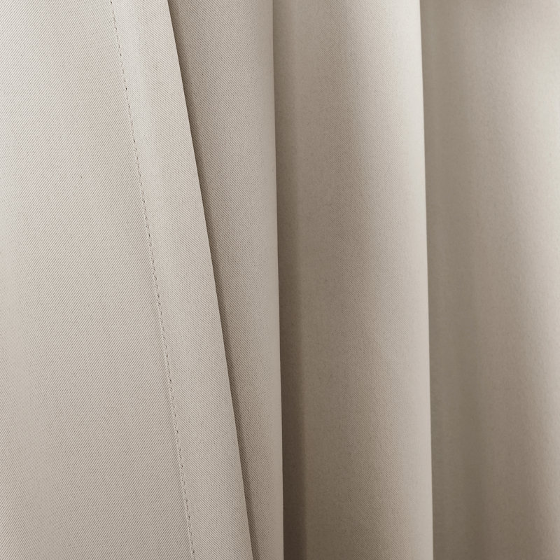Wheat Polyester Blackout Back Tab Rod Pocket Curtains