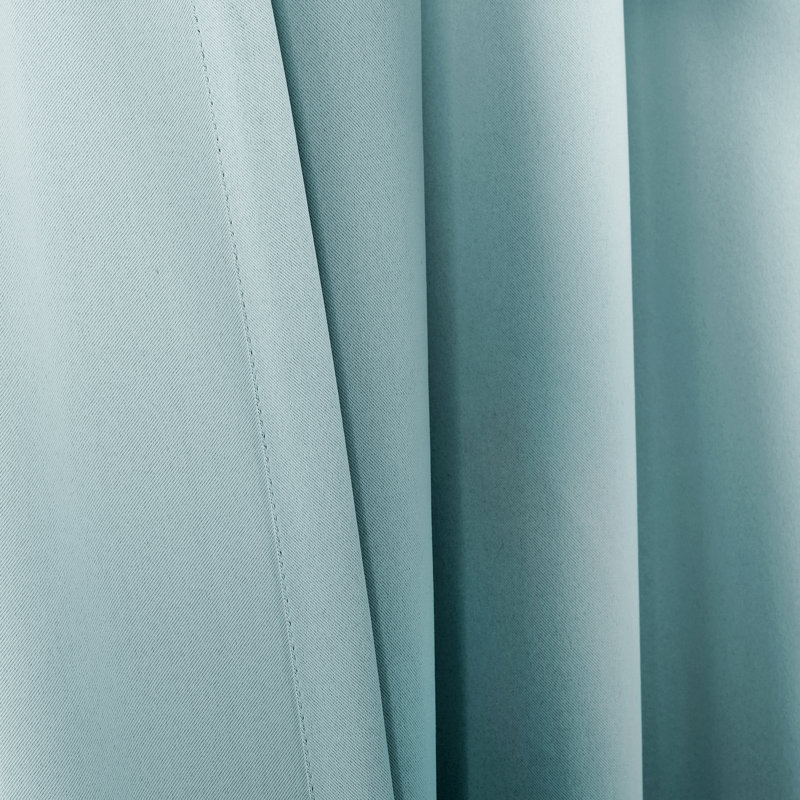 Blue Blackout Polyester Rod Pocket Curtain Panels