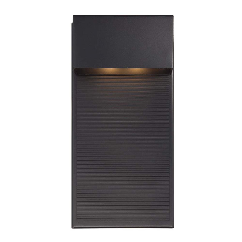 Hiline 12" Black Etched Glass LED Outdoor Wall Light