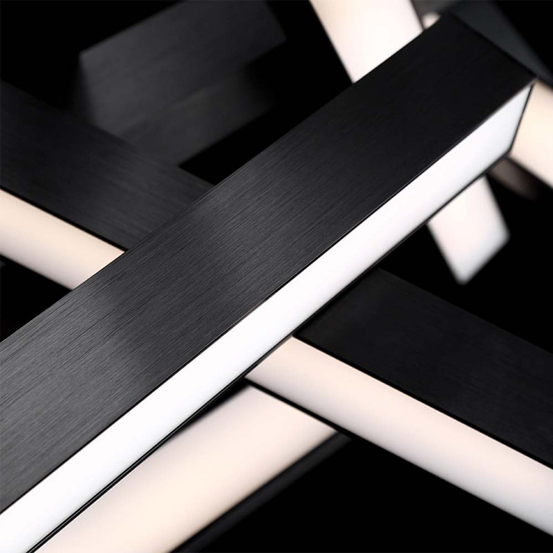Eclipse Black Crystal 12-Light Adjustable Modern LED Chandelier