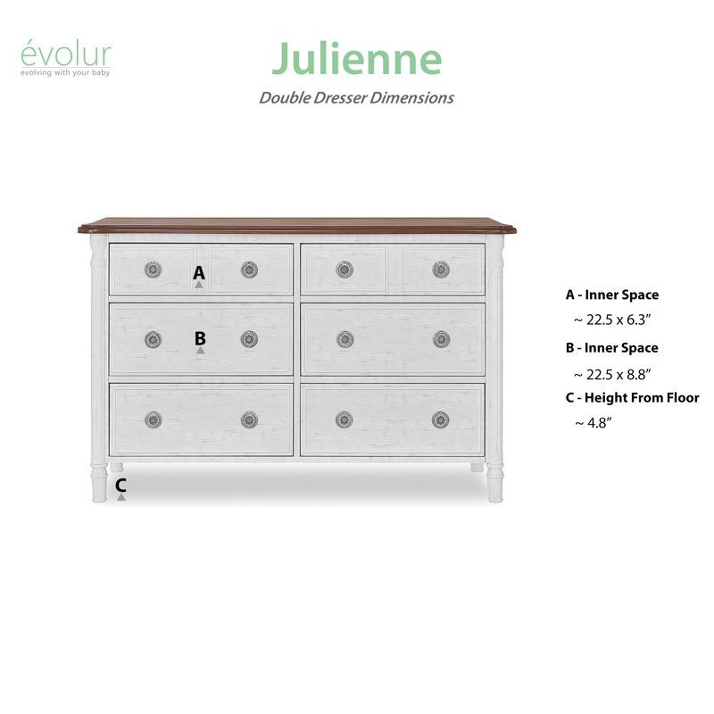 Julienne Artisan 6-Drawer Double Dresser in Toffee and Brush White