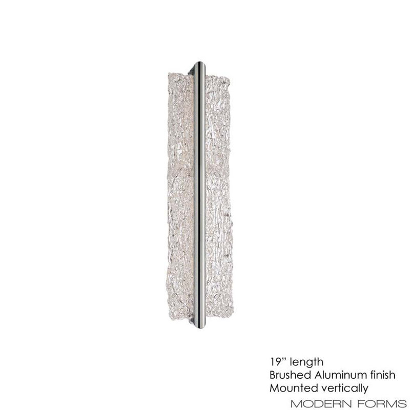 Vetri Brushed Aluminum 19" LED Outdoor Bath Bar with Clear Piastra Glass