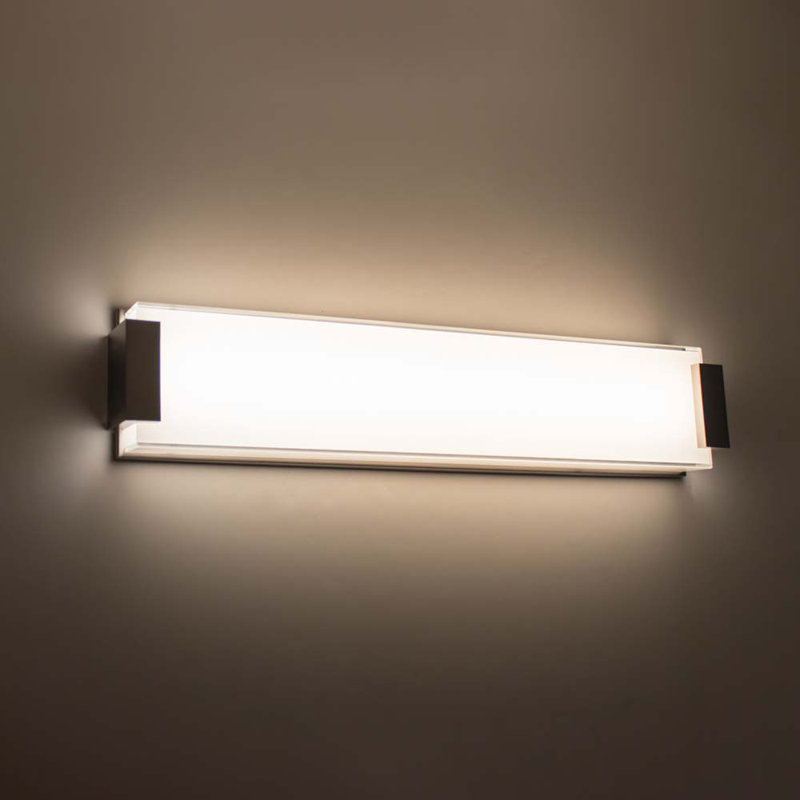 Brushed Nickel Dimmable LED Bath Bar with Frosted Glass