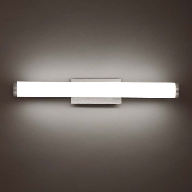 Sabre Brushed Aluminum LED Cylinder Vanity Light with Dimmable Acrylic Shade