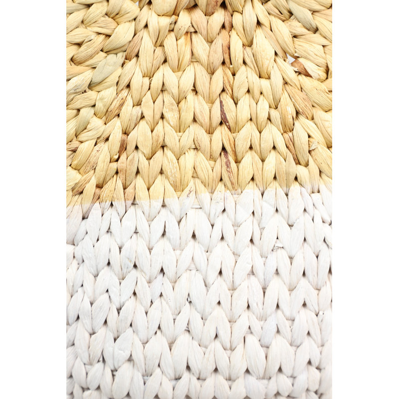 Brown and White Seagrass Oval Storage Basket Set