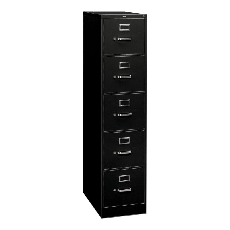 Sleek Black 5-Drawer Legal Size Lockable Vertical Filing Cabinet