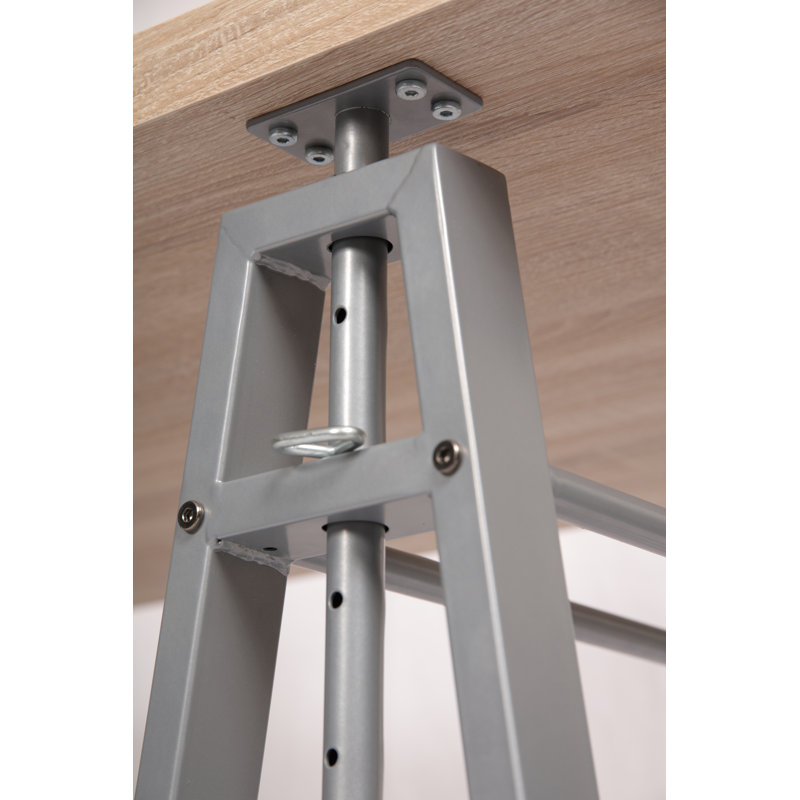 Adjustable Gray Solid Wood Standing Desk with Keyboard Tray