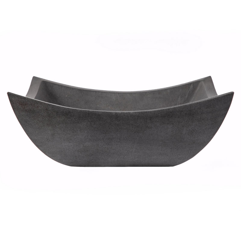 Honed Black Lava Stone Square Vessel Sink, 15.5"