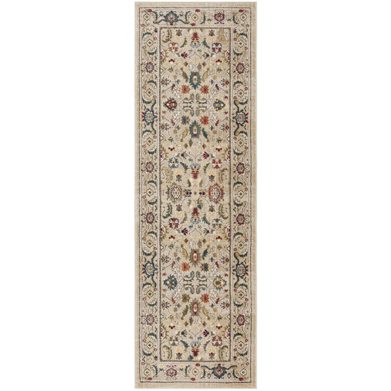 Ivory and Beige Hand-Knotted Persian-Inspired Runner Rug, 2'2" x 8'