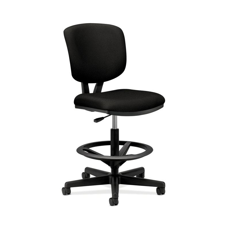 Adjustable 360 Swivel Black Polyester Task Chair with Footrest